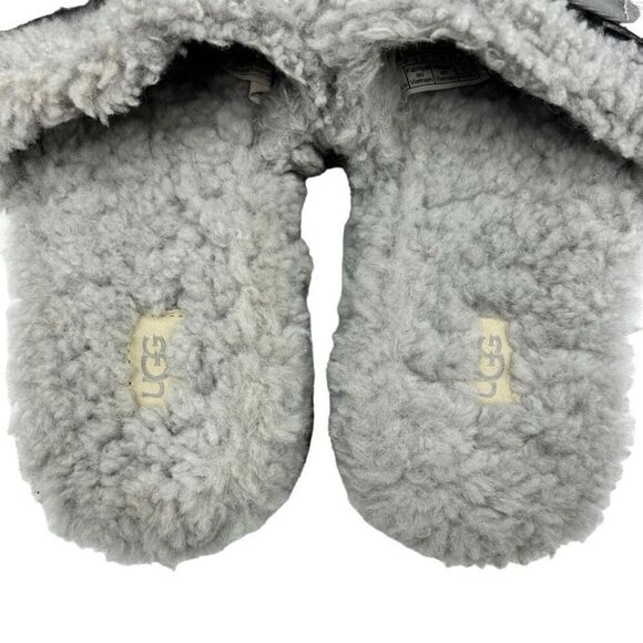 UGG FLUFFITA GREY CURLY WOOL SLIDE ON SANDAL WOMEN’S SIZE 6 - Picture 3 of 9